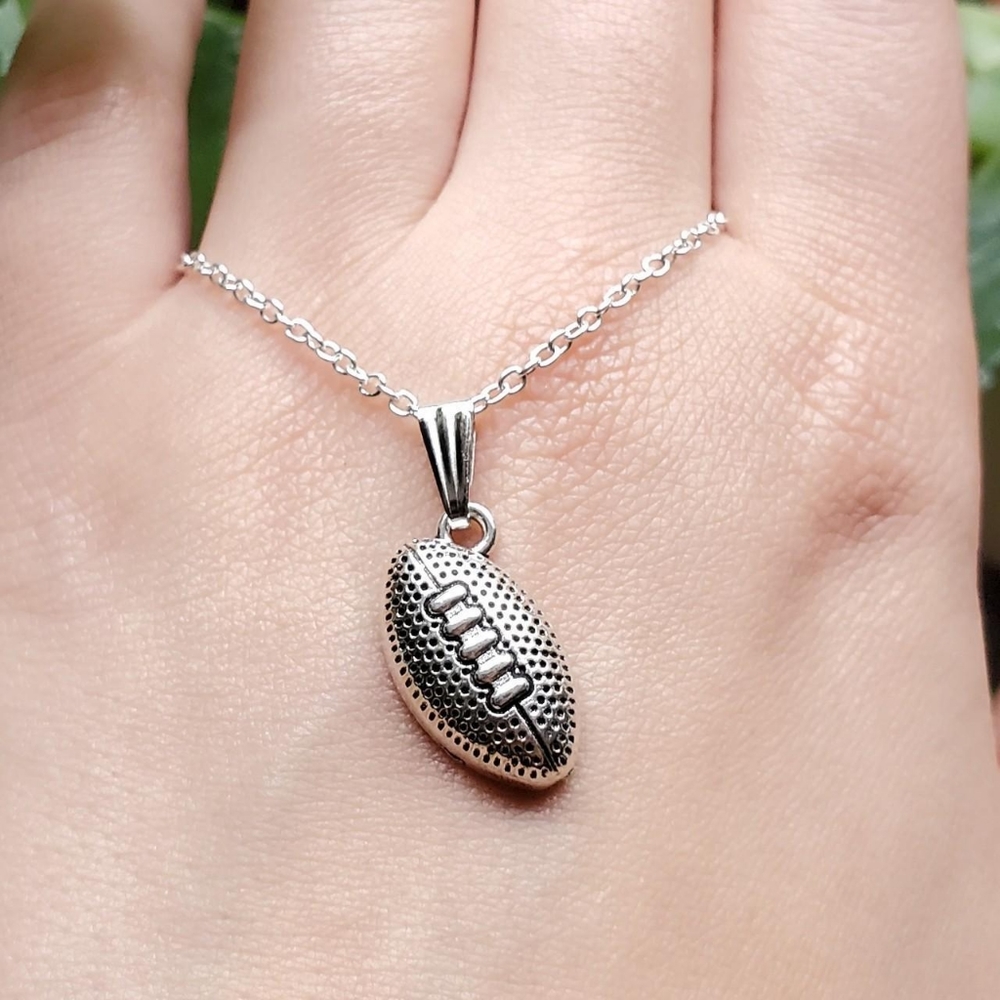 New Silver Football Necklace